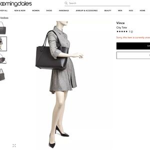 Vince Black Leather Tote City Bag Purse Large Shoulder Bag